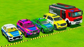 TRANSPORTING PIXAR CARS & FRUITS WITH COLORED & JOHN DEERE vs CLAAS vs TRACTORS  BeamNG.drive #983