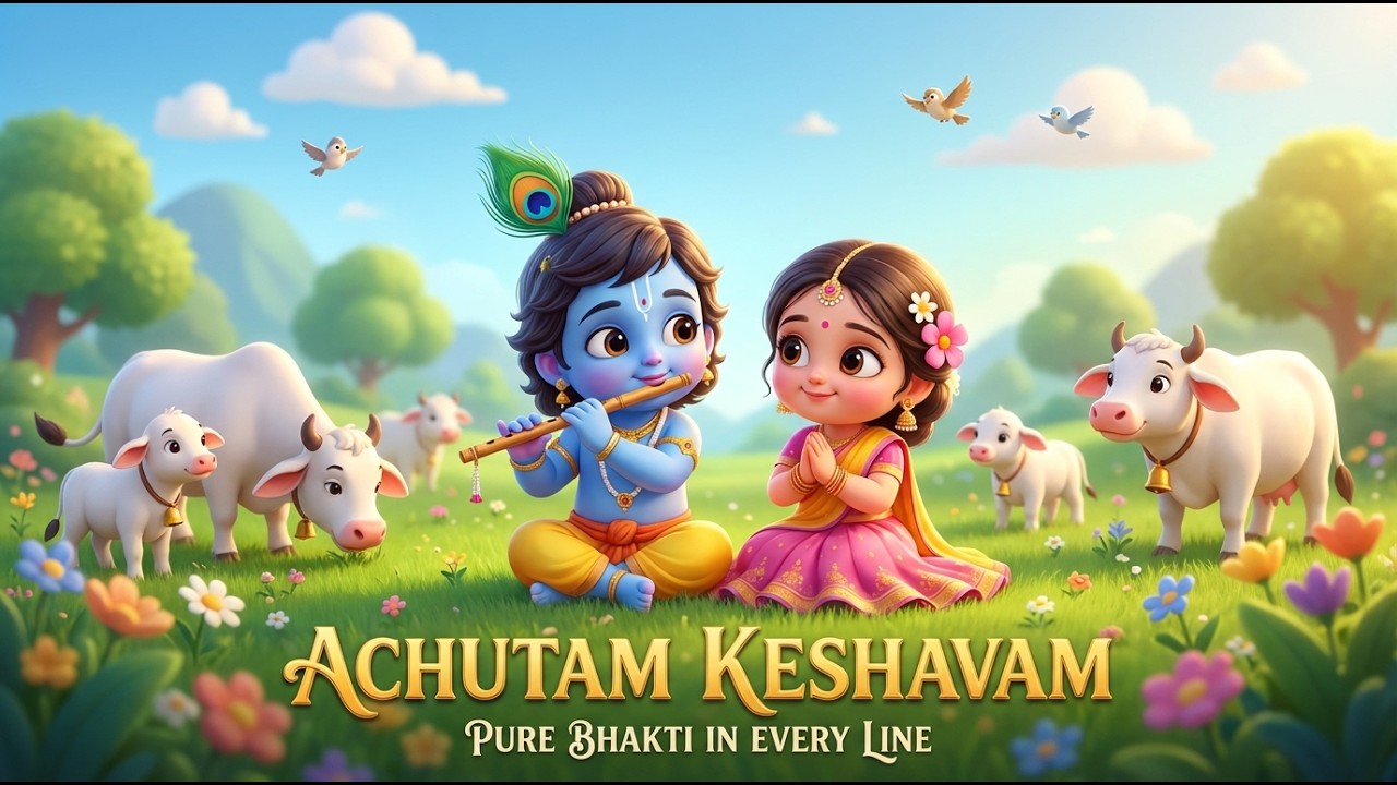 Achutam Keshavam, Krishna Damodaram… 💙🕉️ Let your soul soak in the divine melody of Lord Krishna.