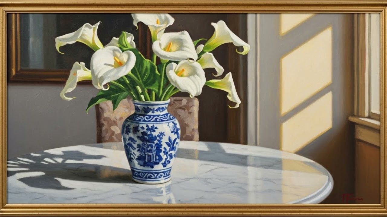 Framed Tv Art Screensaver Painting | Calla Lillies | 8 Hours | TV Wallpaper