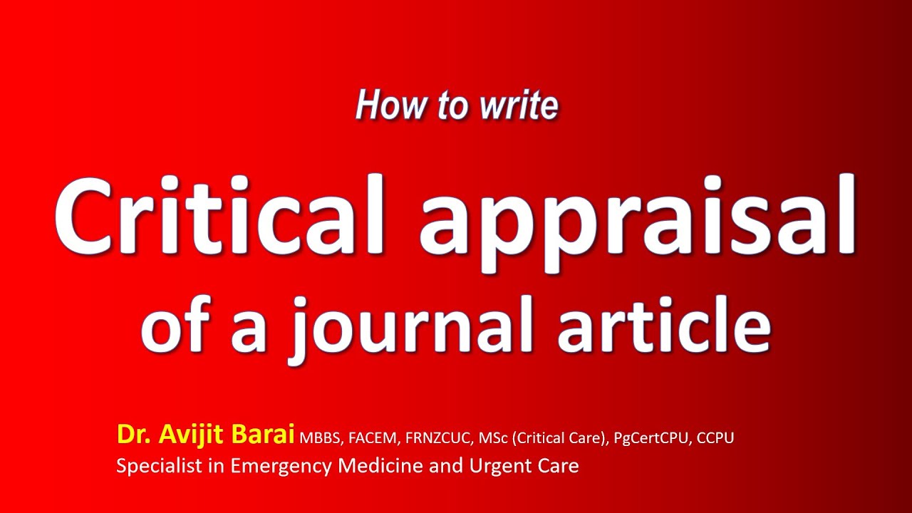 critical appraisal tools for research articles