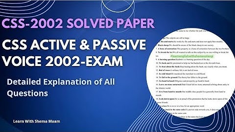CSS-2002 Solved Active Voice and Passive Voice| Complete CSS 2002 Solved Papers By Shema Maam