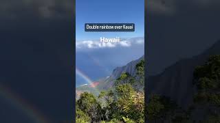 Double rainbow over Kauai, Hawaii #hawaii #doublerainbow #kauaihawaii #travelvlog #midlifewoman