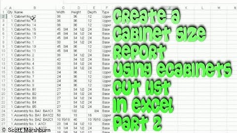 Create a Cabinet size report using eCabinets cut list in excel Part 2