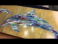 Acrylic Abstract Dolphins with Antique Background