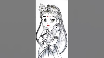 Cute radha rani drawing #shorts_ #drawing #shorts #rathyatra #radhakrishna #trending #radharani #art