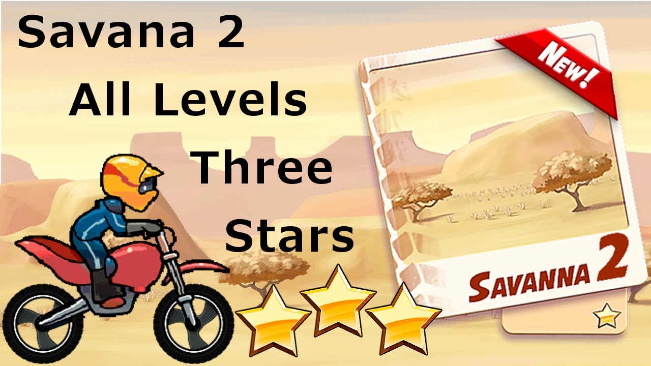 Bike Race: Savana 2 All Levels 1-8 Three Stars NORMAL BIKE PERFECT RUNS!