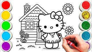 Hello Kitty and House Drawing, Painting & Coloring For Kids and Toddlers_ Child Art