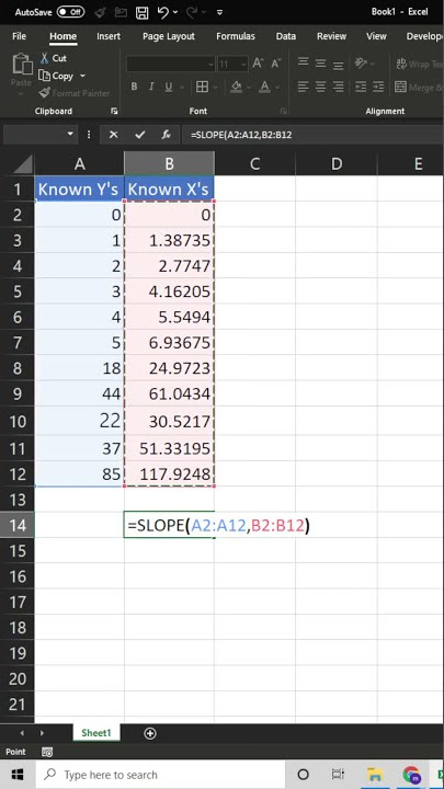 #shorts Regression Slope Microsoft Excel Tutorial