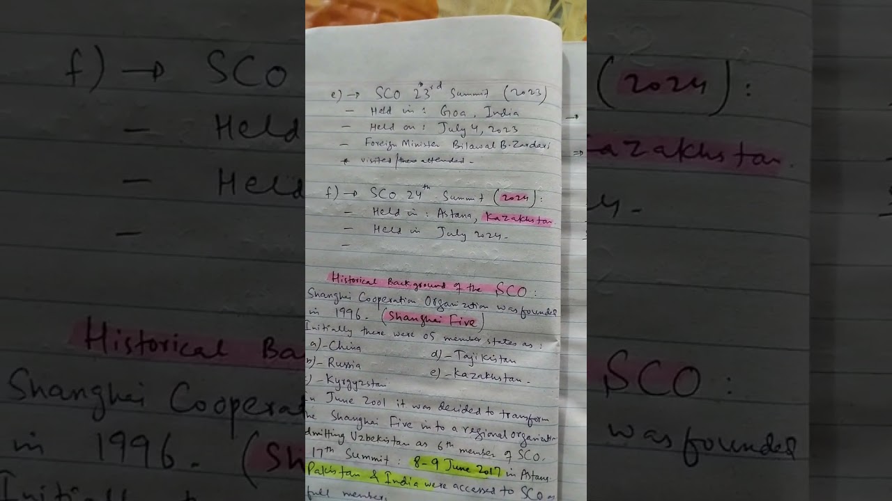 SPSC: GK / Pakistan Study. International Organizations: SCO Summits.