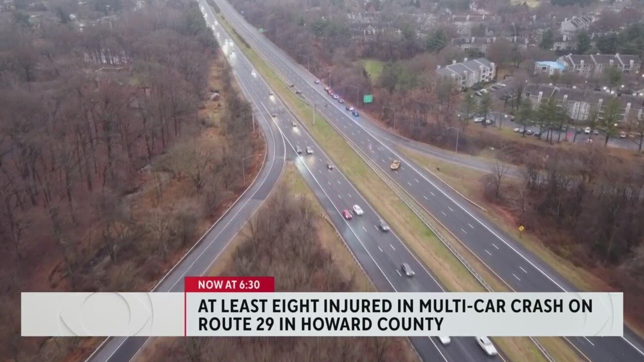 Eight injured in multi-car crash on Route 29 in Howard County - YouTube