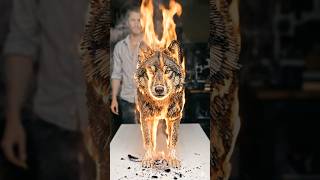 matchstick wolf 🐺 burning #aivideo #technology #tending #viral #relax #wolf  #80smusic #ai