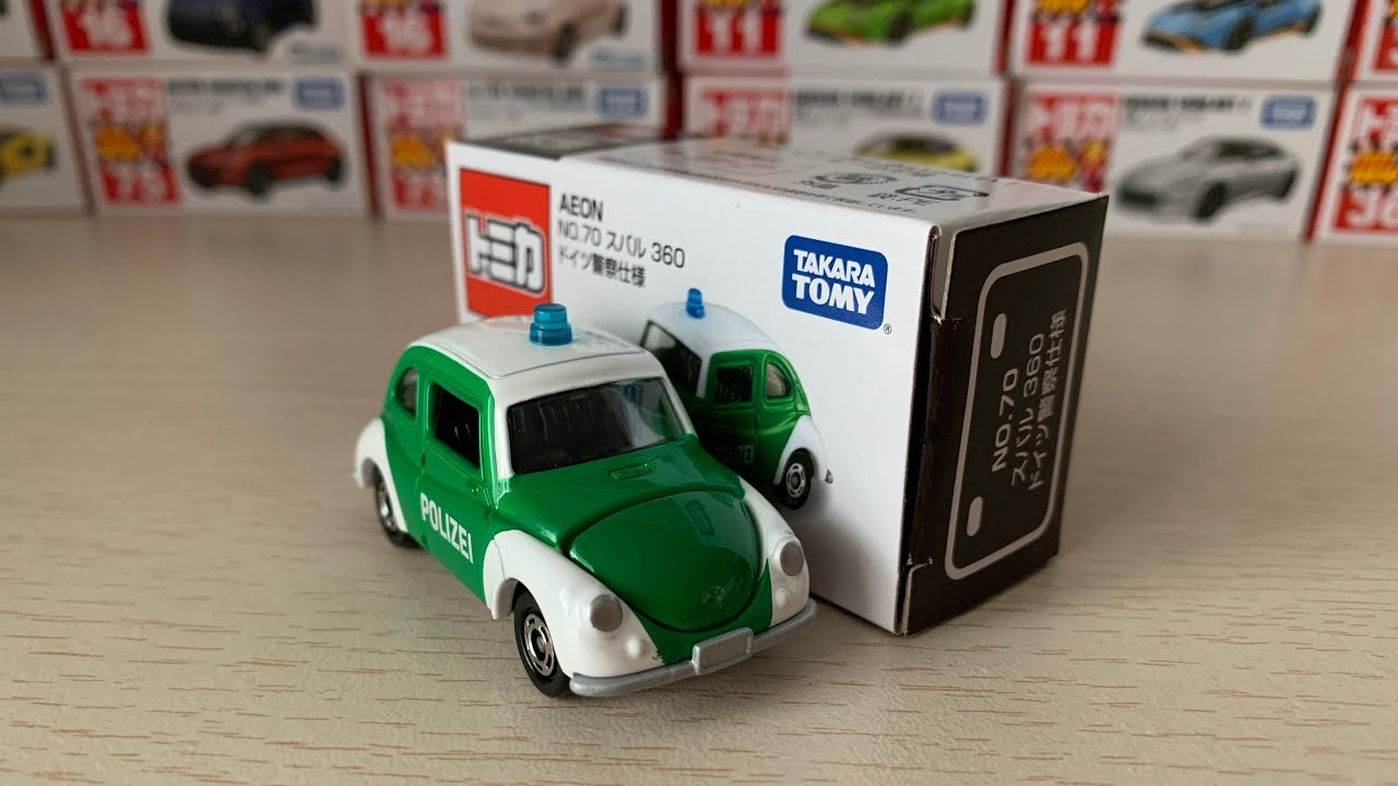 トミカ開封AEON NO.70スバル360ドイツ警察仕様 AEON NO.70 SUBARU 360