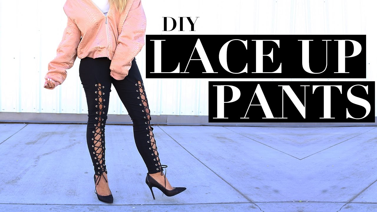 DIY Kim Kardashian Inspired Lace Up Pants | Half Baked | CELEBRITY ...