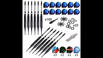 12 Pcs 18g Soft Tip For Electronic Dart Board Aluminium Shafts Darts Flights Set