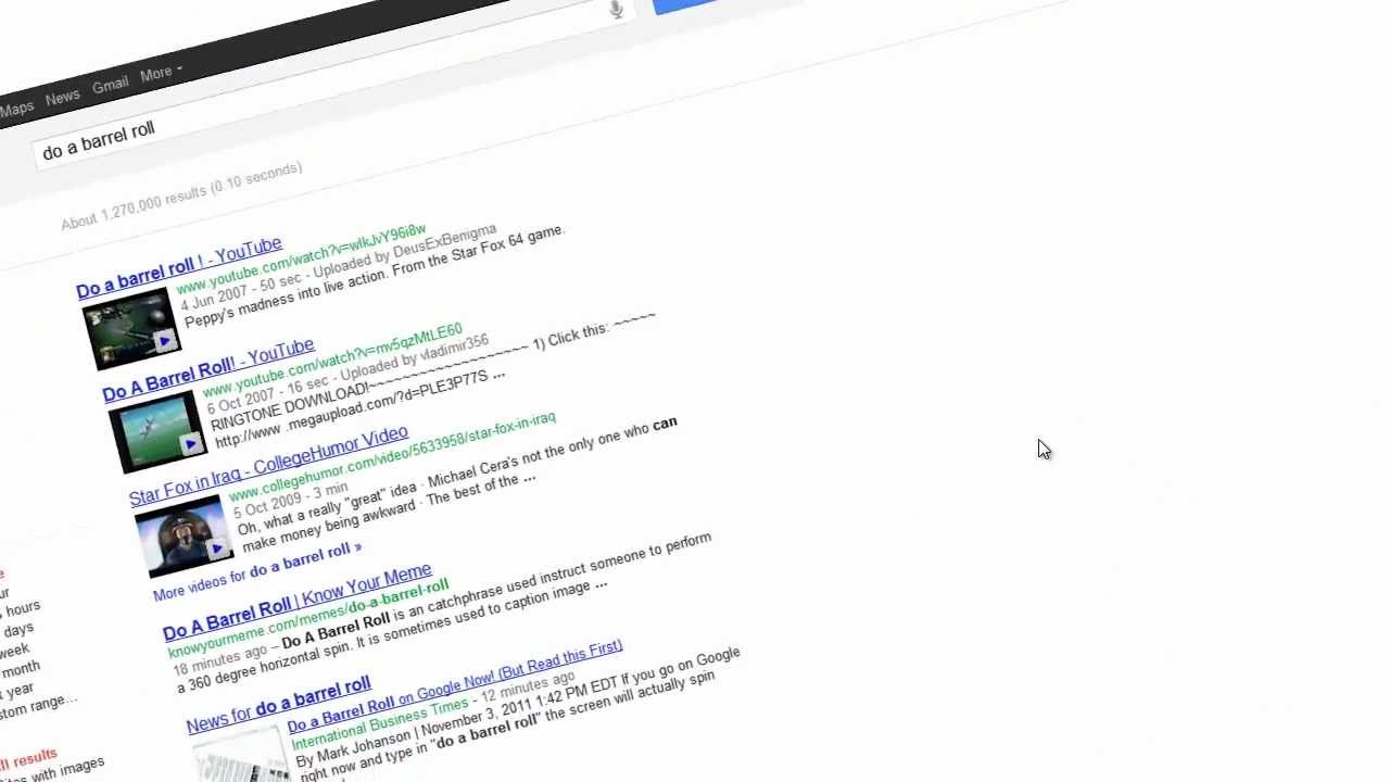 Do A Barrel Roll On Google - Youtube