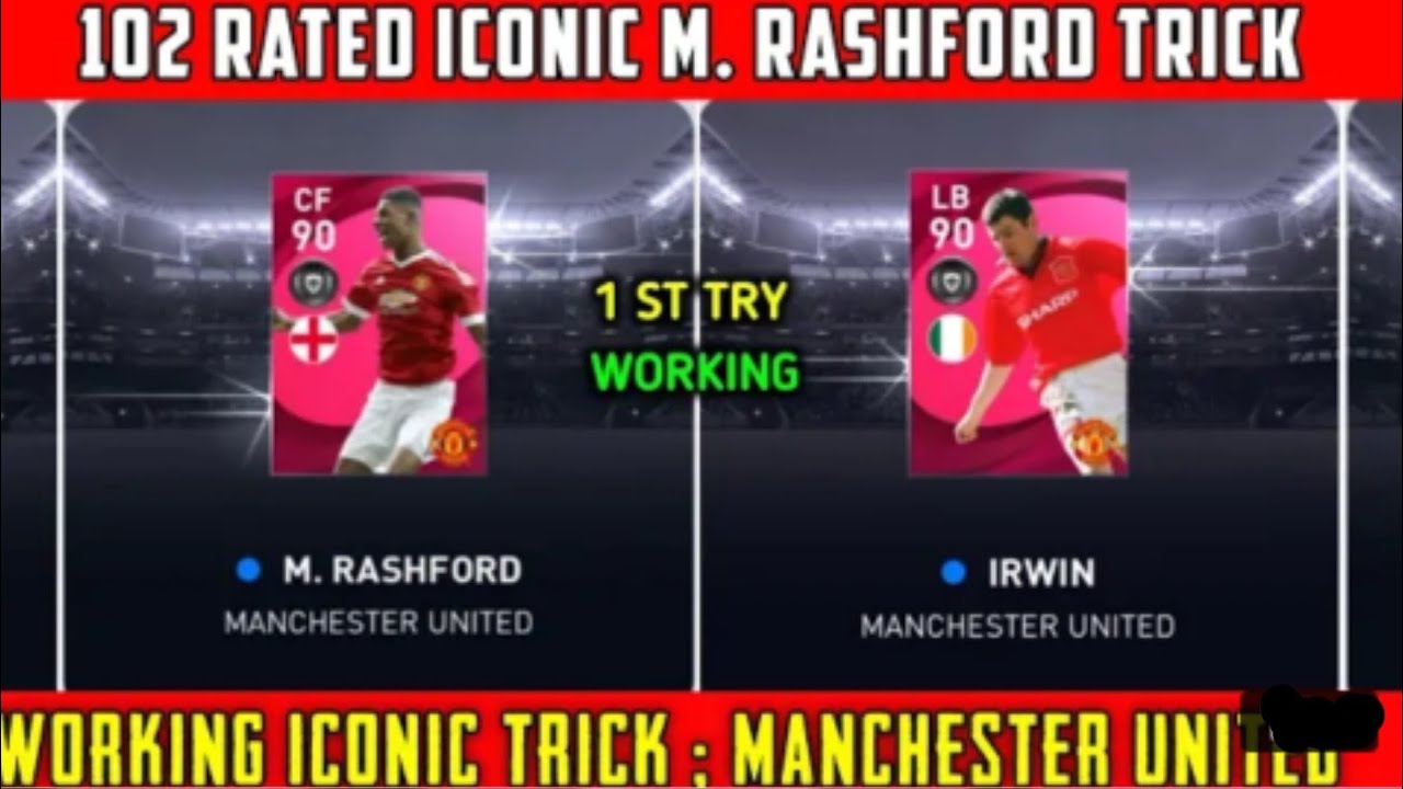 pes iconic today trick 100% working...  IRWIN,  M. RASHFORD, R. GIGGS pes iconic moment trick today