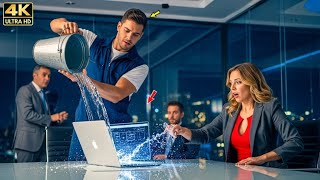Alleinerziehender Vater kippt Wasser auf Laptop der Chefin–dann sieht sie, was wirklich passiert ist