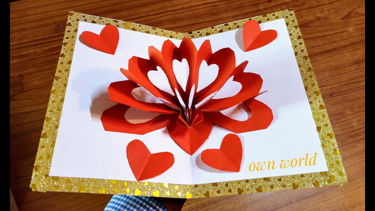 DIY 3D Heart Pop Up Card Valentine Pop Up Card YouTube