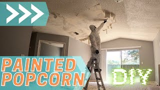 Easiest Way To Remove Painted Popcorn Ceilings // Amateur DIY