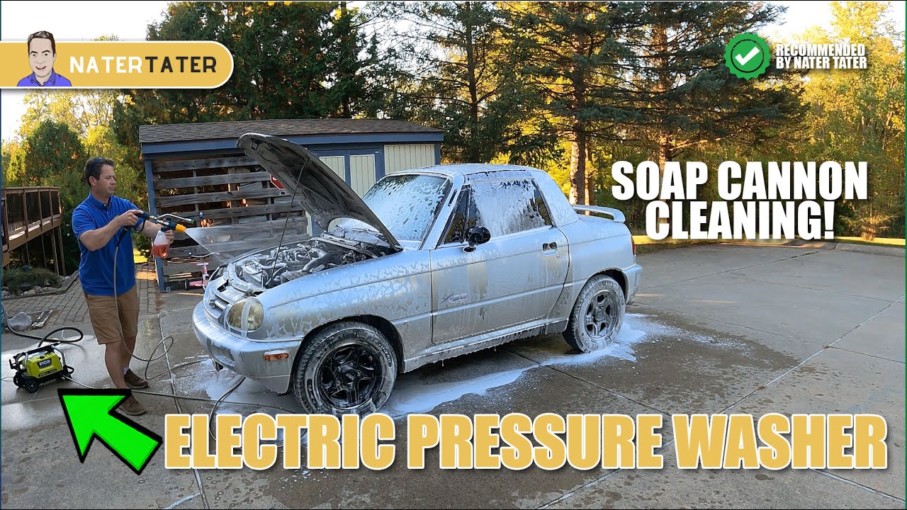✅ Небольшая электрическая мойка высокого давления быстро справится с грязной машиной с помощью пе...