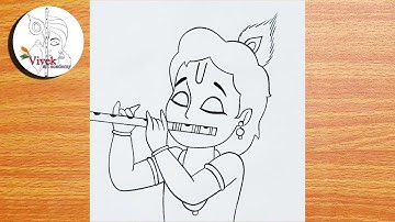 Krishna Drawing for Janmastami | Easy Drawing | How to Draw Beautiful Krishna Step by Step