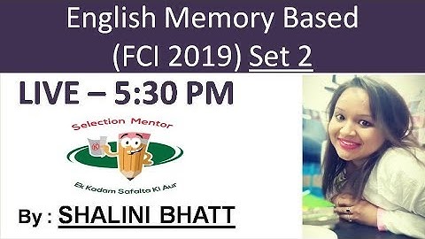 English// Memory based SET 2// FCI 2019//By Shalini bhatt