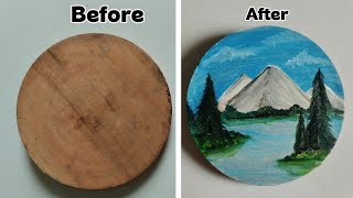 Easy Landscape Painting on Wood Slice 🌲. Acrylic Wood Slice Art Tutorial. Easy Landscape Painting on Wood Slice 🌲. Acrylic Wood Slice Art Tutorial.