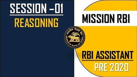 RBI ASSISTANT PRE 2020 || DAY-01 || REASONING || MISSION RBI 2020