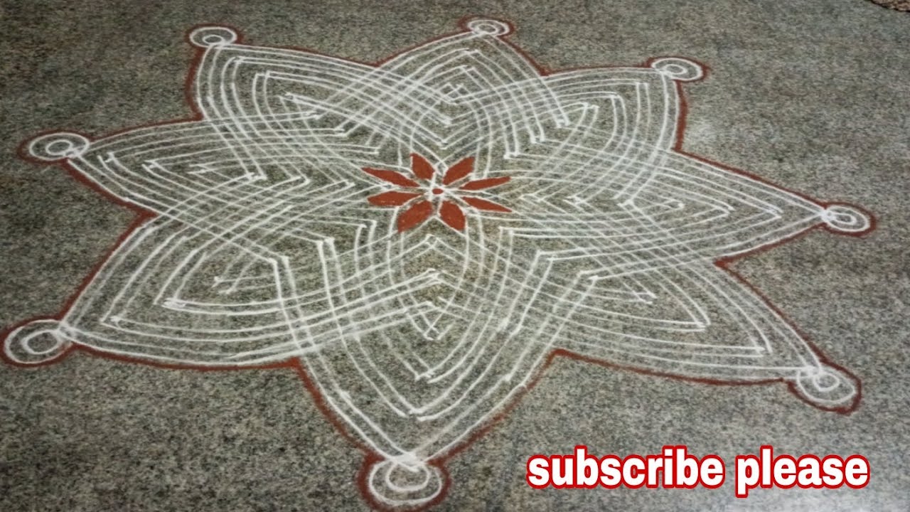 Two line and seven dots rangoli☘️☘️☘️ beautiful rangoli design🌴🌴🌴 ...