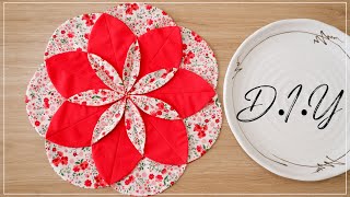 How To Make Fabric Folded Flower | DIY Placemat | Thuy Craft