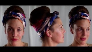 HOTD Dirty hair updo Scarf & retro bouffant bun hairstyle tutorial - Vinatgious