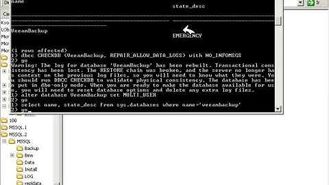 Reparar base de datos SQL Server corrupta que no arranca error 3456 Could not redo log record