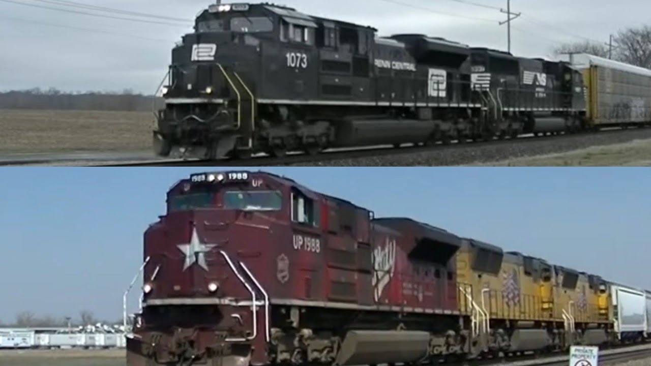 NS 1073 & UP 1988 SD70ACe's Test Train Horns - YouTube