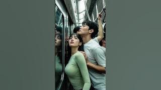 Beautiful Korean Woman Stuck in Intense Seoul Subway Rush Hour 😳 #ai #aigirl #shorts