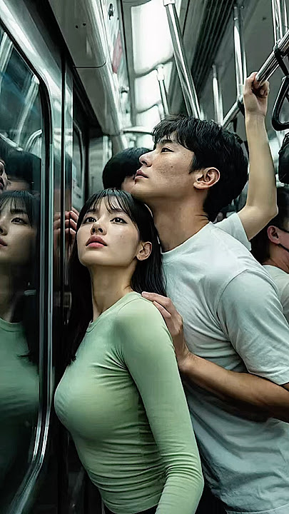 Beautiful Korean Woman Stuck in Intense Seoul Subway Rush Hour 😳 #ai #aigirl #shorts