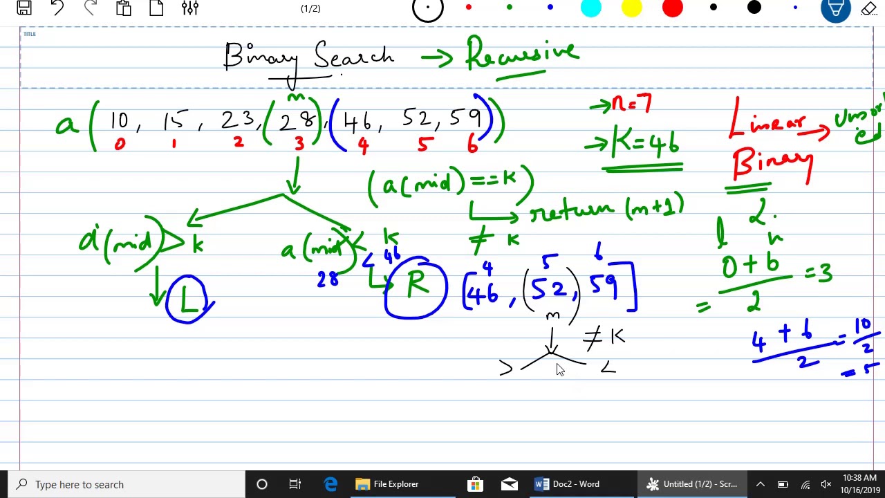 recursive binary search algorithm in tamil - YouTube