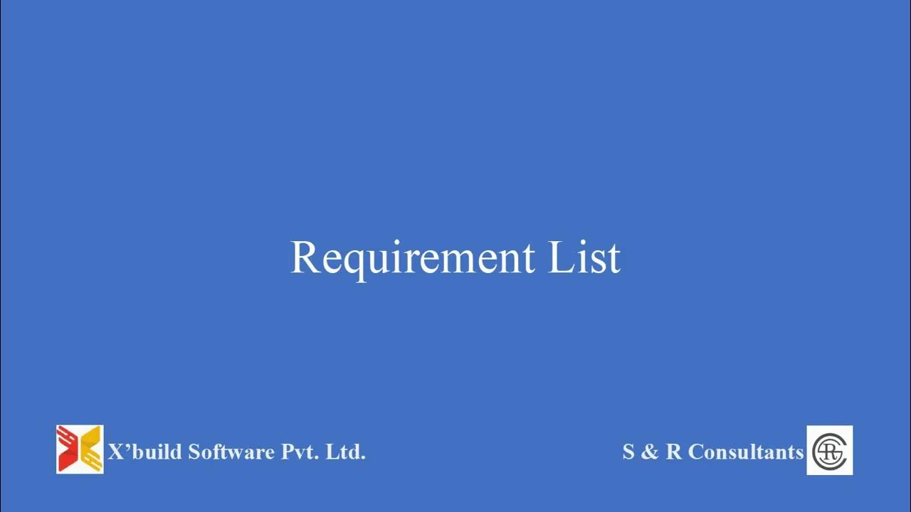 REQUIREMENT LIST S&R CONSULTANTS YouTube