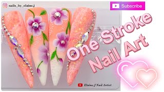 One Stroke Flowers Nail Art Designs | Nail Sugar | Nailchemy | Elaine.J Nail Artist