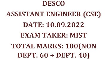 DESCO | ASSISTANT ENGINEER (CSE) | MIST | 10.09.2022