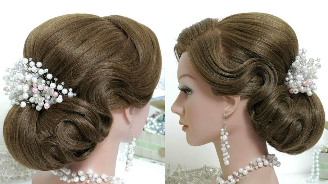 Bridal hairstyle for long hair tutorial. Beautiful wedding ...