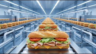 Making 50,000 Sandwiches A Day! 🥪 Large Scale Sandwich Factory Tour