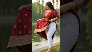 Traditional Beauty In Red Shorts