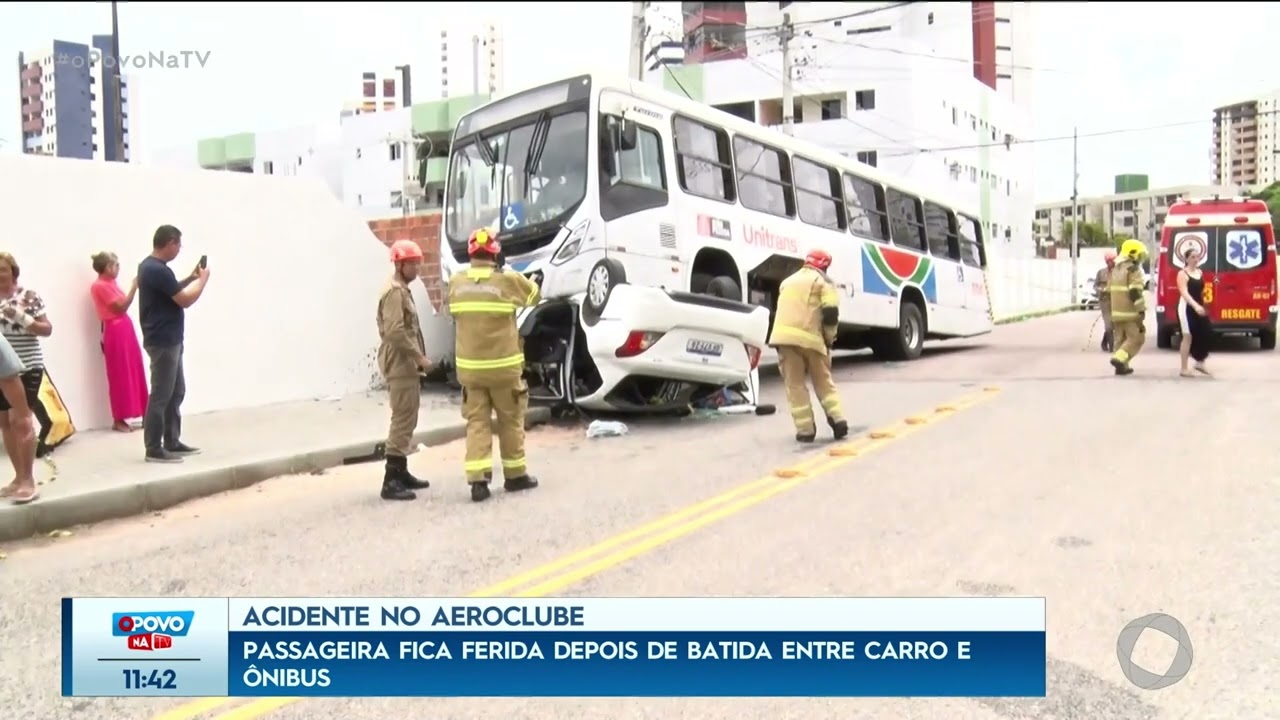 Passageira fica ferida depois de batida entre carro e ônibus, no Aeroclube -  O Povo na TV