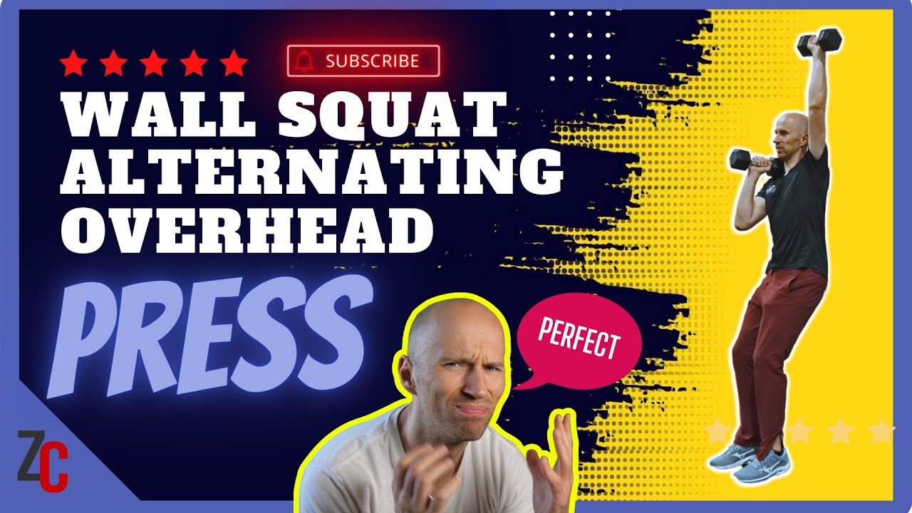 Wall Squat Alternating Overhead Press - YouTube