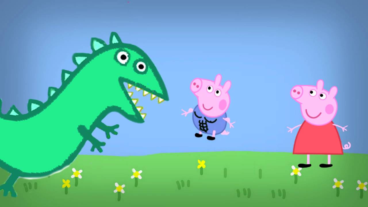 PEPPA PIG ATTACKING DINOSAUR ON GEORGE PIG - YouTube