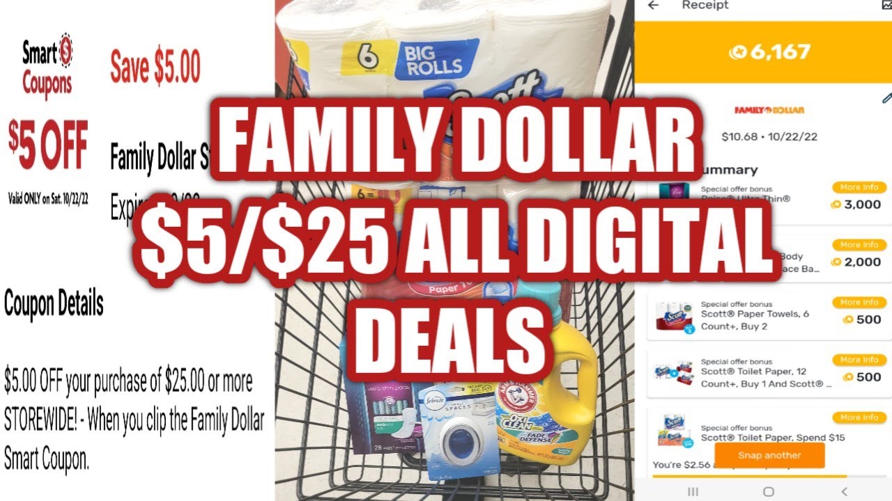 FAMILY DOLLAR $5/$25 ALL DIGITAL DEALS| #familydollar ...