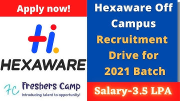 Hexaware Off Campus Recruitment Drive for 2021 Batch | BE/B.Tech/MCA | 3.5 LPA | Apply Online