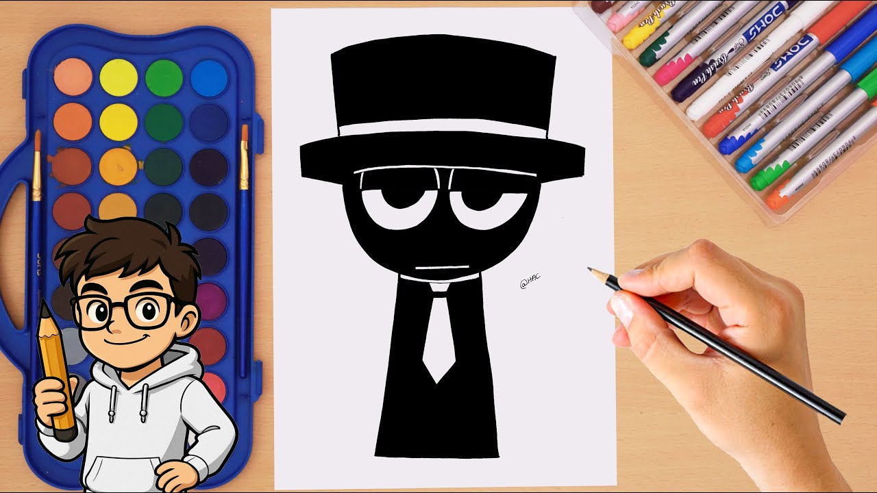 How to draw Black Sprunki | Step by step | Sprunki Pyramixed