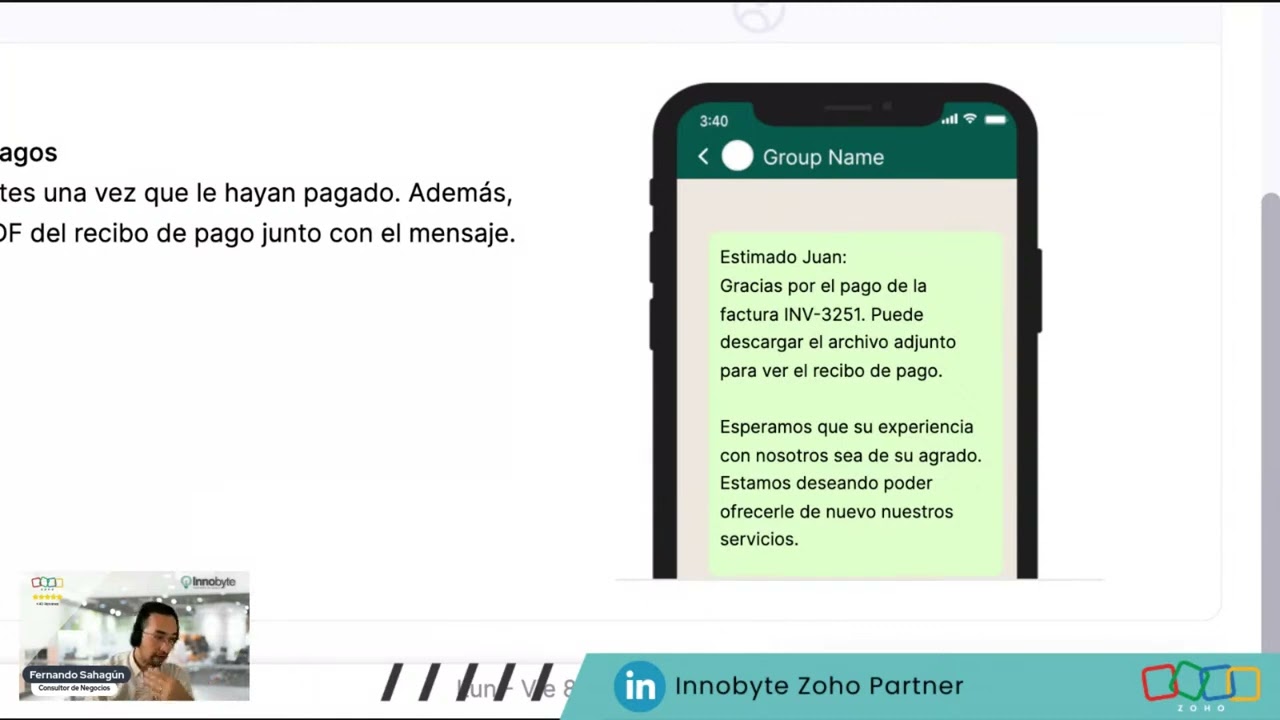 Zoho Books México Integración con WhatsApp