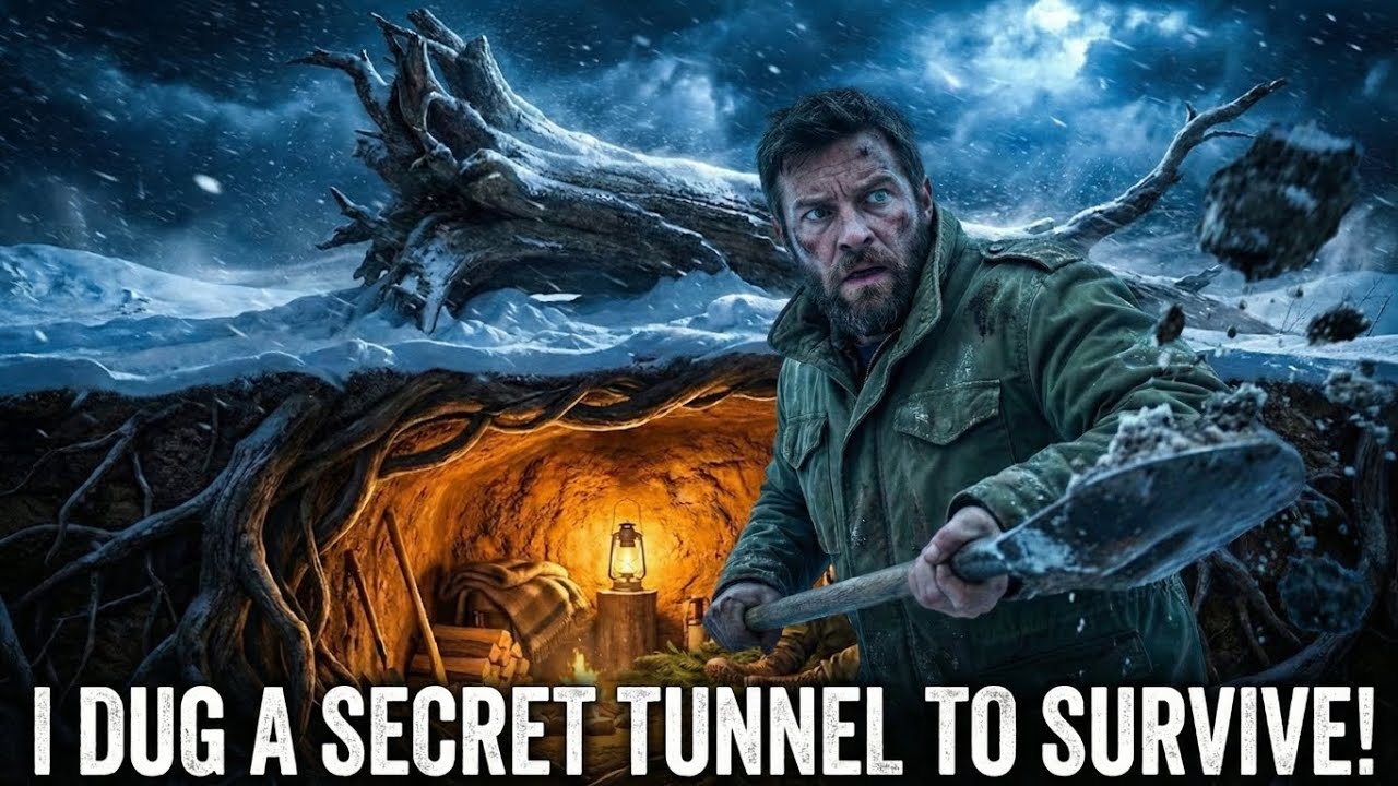 I Dig a Secret Tunnel Under a Dead Tree to Survive the Winter 😱😨
